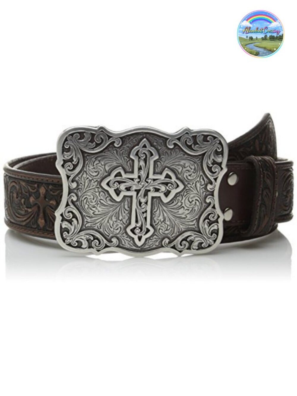 Genuine Leather Western Belt with Interchangeable Buckle